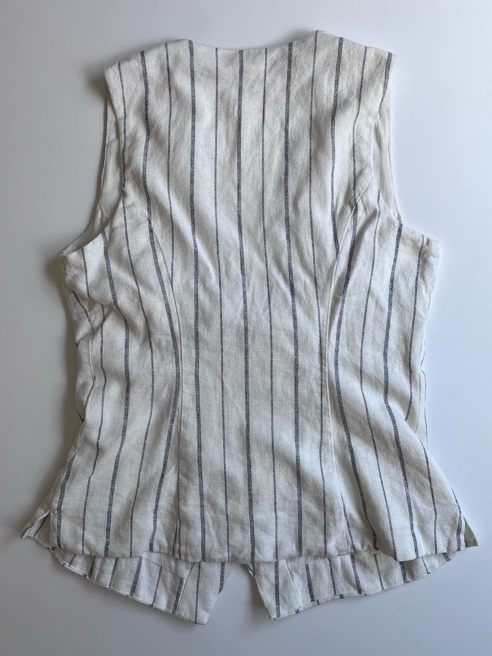 Linen Striped Sleeveless Wrap Top - Off-White with Black Stripes - Picture 4 of 8
